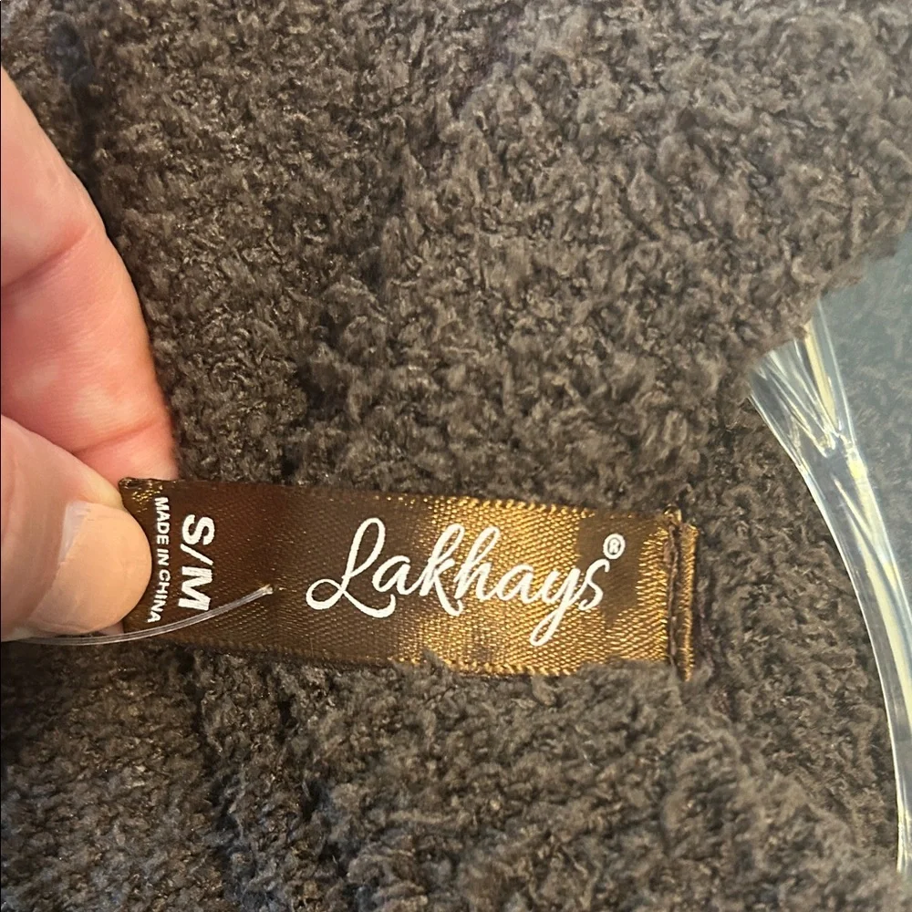 Lakhays Cozy Brown Cropped Sweater with Multicolor Bell Sleeves NWT - Picture 2 of 5